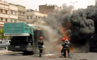 Un bus prend feu à Casablanca (vidéo)