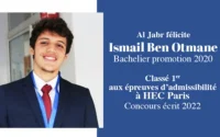 Ismail Ben Otmane, major des écrits au concours d'entrée 2022 à HEC