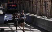 Le Marocain Mohamed El Aaraby sur le podium du marathon de New York