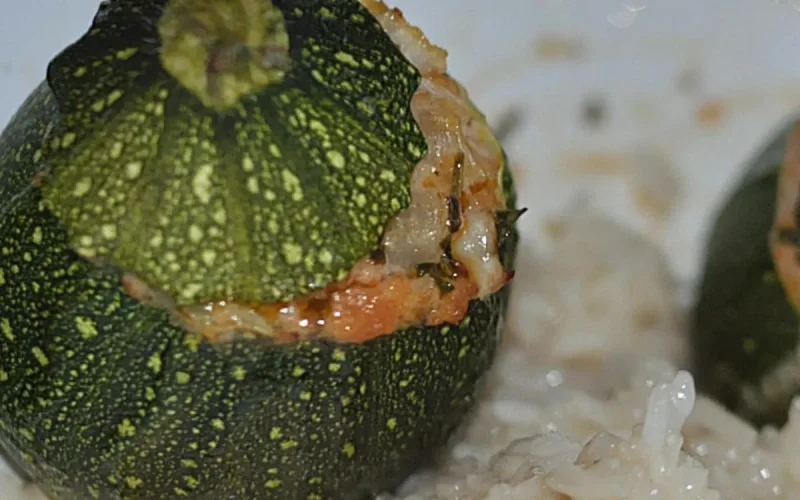 Courgettes farcies aux dés de lottes
