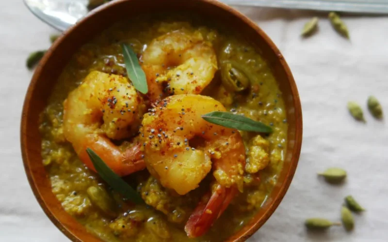 Crevettes et légumes au lait de coco