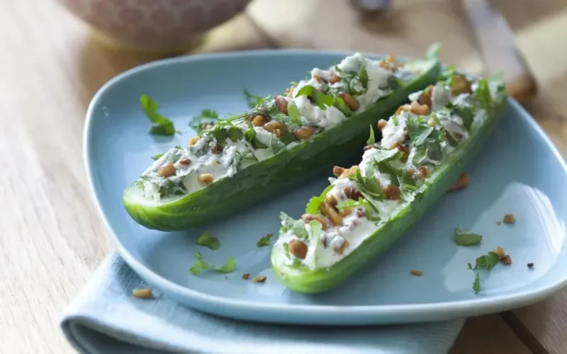 Concombres aux crevettes et céleri