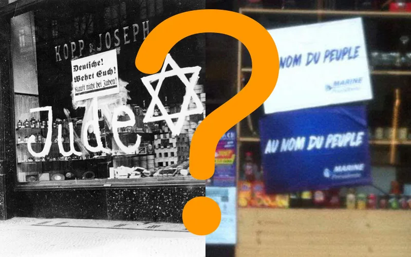 Quand le Front national placarde ses affiches sur la devanture d'un magasin appartenant à un Maghrébin