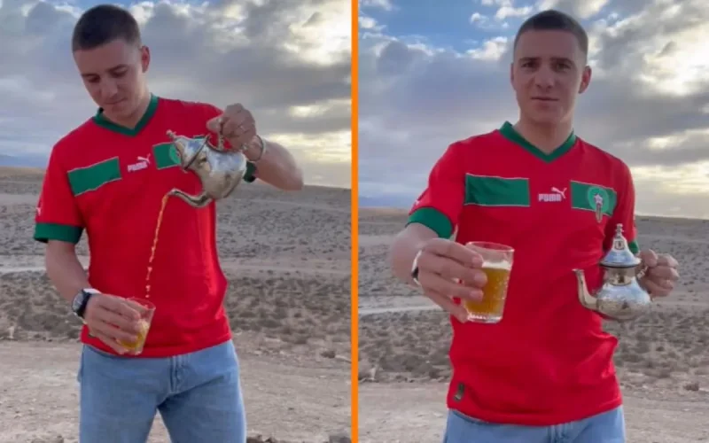 Thé à la menthe et maillot des Lions de l'Atlas : Remco Evenepoel en vacances au Maroc