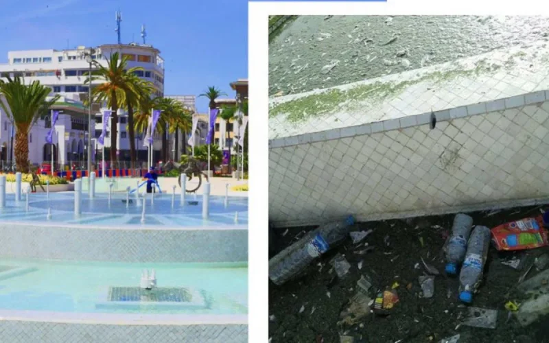 Vandalisée, la fontaine de la place Mohammed V à Casablanca fermée (photos)