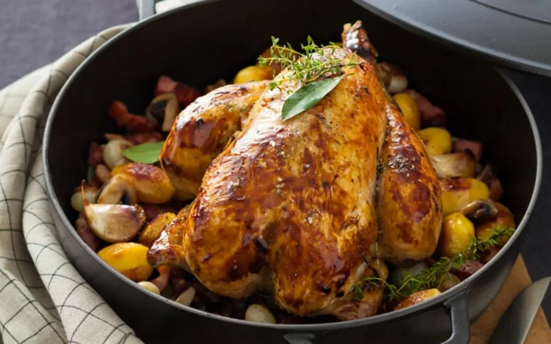 Poulet aux oignons grelots